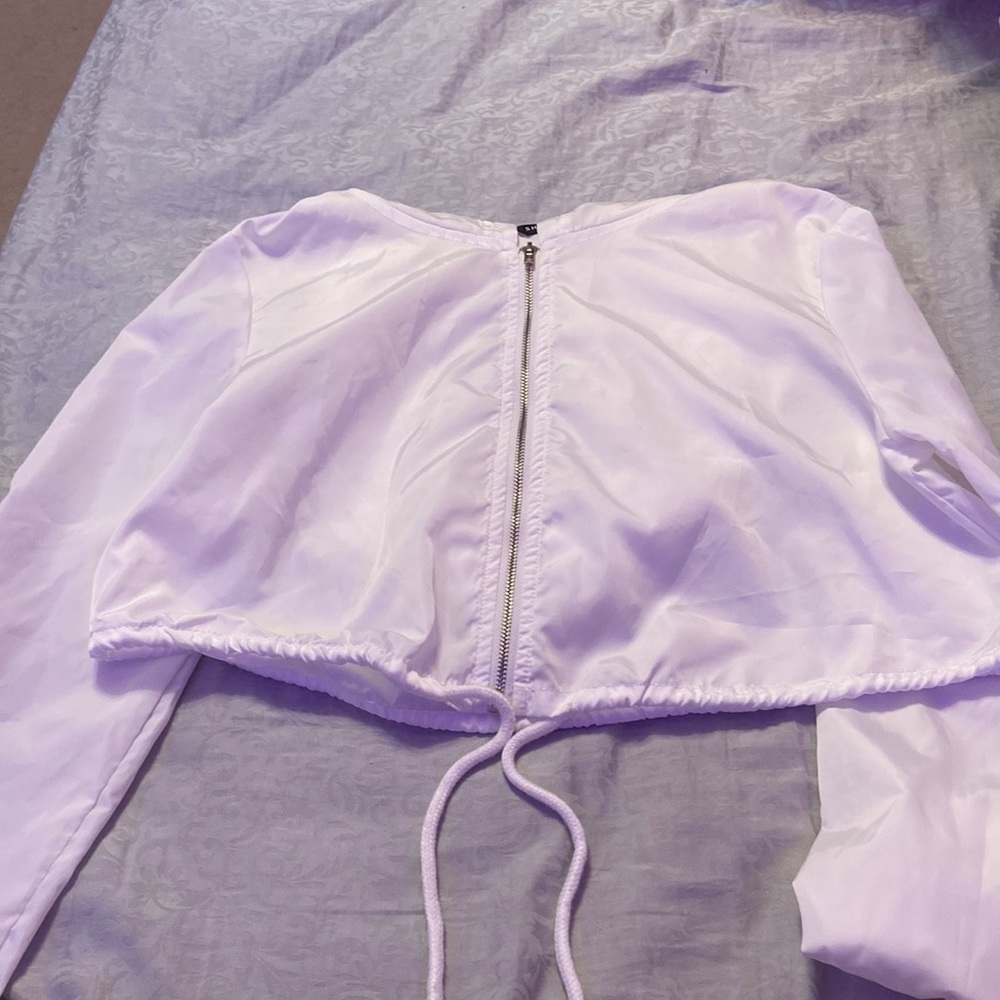 white cropped rain jacket
